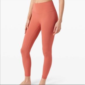 Lululemon rustic coral wunder under high rise tight 28”